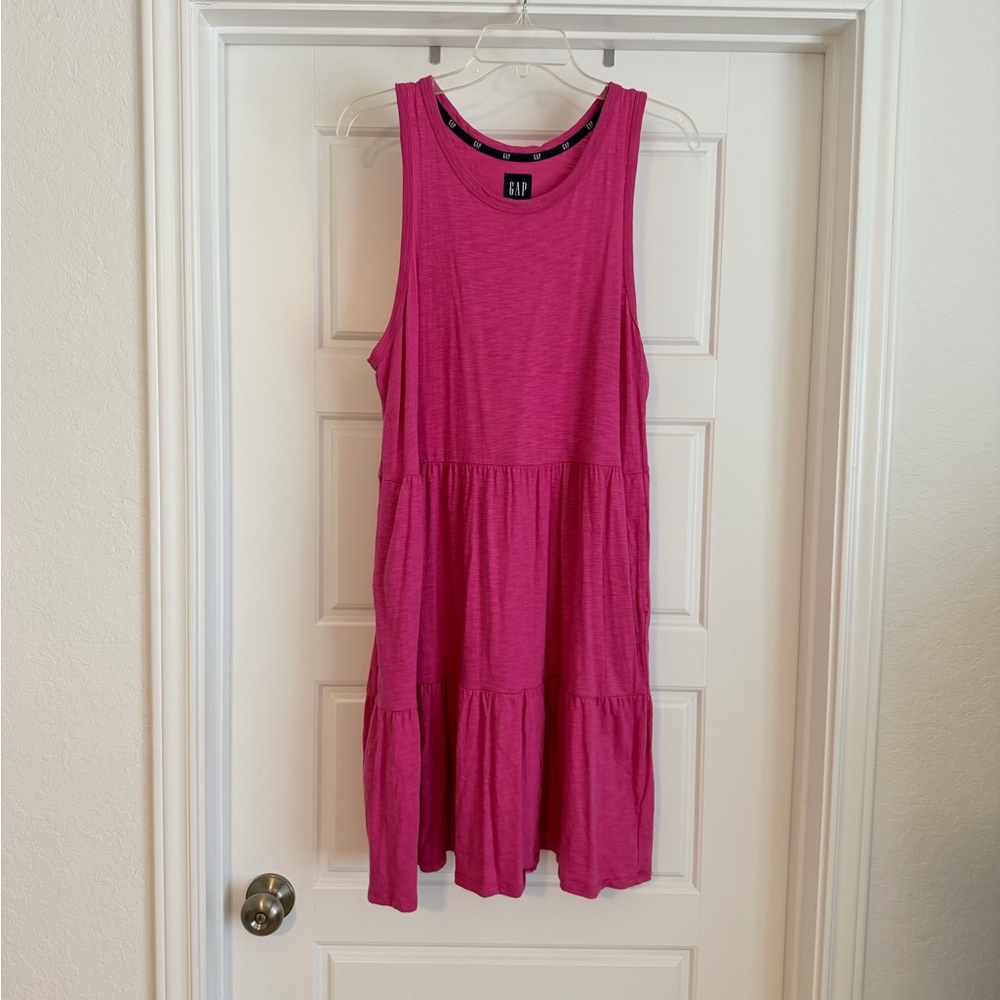 GAP Pink Sleeveless Tiered Casual Dress
